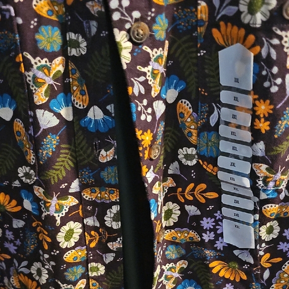 Duluth Trading Co Floral Button-Up Shirt - Black, Blue, Orange - Picture 2 of 6